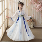 T&uuml;druk Hanfu iidne kost&uuml;&uuml;m lapsed Hiina stiilis v&auml;ikese t&uuml;druku kleit Tang kleit printsessi seelik rahvariided lapsed S