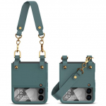 Libisemiskindel moodne k&auml;epaela telefoni&uuml;mbris Samsung Galaxy Z Flip4 Flip 4 5 5g Flip3 Flip5 Flip 3 objektiivi kaitseklaasist kile kate for samsung Z Flip 4 roheline