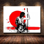 Soomustatud samurai Jaapani anime l&otilde;uendimaal Pildim&auml;ng Plakat Elutoa seinakunst Kodu Magamistoa Baari Restorani kaunistus 21x30 No Frame