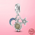 925 Silver Moon Sun Star Galaxy rippuvad v&otilde;luhelmed, mis sobivad naistele br&auml;ndi k&auml;ev&otilde;ru DIY ehted