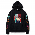 Anime Figure My Hero Academia Hoodie Shoto Todoroki Graafiline pikkade varrukatega meeste kampsun, Pullover Unisex Uued &uuml;lisuured t&auml;navar&otilde;ivaste kapuutsid S must