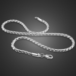 100% 925 Sterling h&otilde;bedast ripatsiga kaelakee meeste moodne t&auml;ish&otilde;bedast ehetest ussikett 4 mm 22 tolli Necklace 51cm