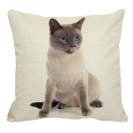 Siiami kassi mustriga dekoratiivne padjap&uuml;&uuml;r Diivan kandiline puuvillane linane padjakate Loomade lemmikloomatool auto padja kate 45x45cm