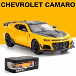 1/24 Skaala Camaro Bumblebee Autokomplekt M&auml;nguasi Tsinkisulamist Valu Tagasit&otilde;mmatav Auto Heli ja Valgusega M&auml;nguasjad Lastele Poiss T&uuml;druk Kingitus 1/24-20x9x5.5cm kollane