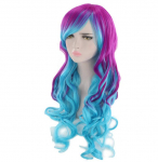 Anime Fashion s&uuml;nteetilised lainelised parukad Minu v&auml;ike poniprintsess Celestia Cosplay parukas vikerkaar, pikkade lokkis juustega parukatarvikud 65-70CM lilla