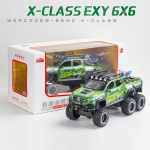 1:28 skaalaga suure rattaga Benz X-CLASS EXY 6X6 metallist mudel, heleda heliga Monsters pikap, survevalatud auto tagasit&otilde;mmatav sulamist m&auml;nguasi 1/28-21x8.5x9cm roheline