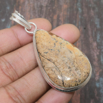 Pilt Jaspise v&auml;&auml;riskivist 925 Sterling h&otilde;bedast k&auml;sitsi valmistatud imeline ehteripats 2.56 Inches kollane