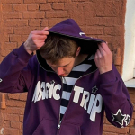 Y2k jope t&otilde;mblukuga Star Letter Pattern Gooti kampsun Spordimantel Pullover Gooti pikkade varrukatega plusssuuruses kapuuts S lilla