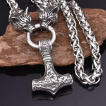 Meeste roostevabast terasest kaelakee Viking roostevabast terasest hundipea Thor 'S Haamri ripatsiga kaelakee 40CM