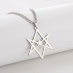 Thelema Unicursal Hexagram Symbol Roostevabast terasest kaelakee Meestele Vintage Religioon Talisman Amulett Ehted 60cm