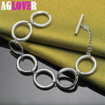 925 Sterling h&otilde;bedane &uuml;mmargune ringikujuline O r&otilde;ngas ketiga k&auml;ev&otilde;ru ehted 20cm