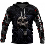 Holloweeni gooti pealuu tr&uuml;kis Viie s&otilde;rmega surmapunch meeste punk hip hop kapuutsiga dressipluus Lahe t&auml;navar&otilde;ivaste pullover S&uuml;gis M