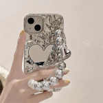 Luksuslik galvaniseeritud plisseeritud s&uuml;damepeegli k&auml;ev&otilde;ru &uuml;mbris iPhone'ile 15 14 13 12 11 Pro Max XS XR 7 8Plus k&otilde;ikeh&otilde;lmav kukkumiskaitse kate iPhone 12 Pro