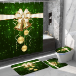 4 TK j&otilde;ulukuulikell vibulindiga du&scaron;ikardina komplekt 12 konksuga Vannitoa vaip WC U-kujuline matt WC kaane kattepadi 4Pcs