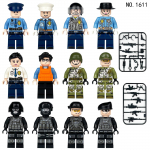 1611 Linnapolitsei figuuri must figuur Laste ehitusplokk m&auml;nguasi Multifilmi figuuri mudel m&auml;nguasi