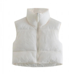 Naiste Winter Crop Vest Kerge varrukateta soe &uuml;ler&otilde;ivaste vest, polsterdatud Gilet Tops mantel L valge