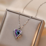 Ocean Heart roostevabast terasest kaelakee Naiste tsirkoonist rangluu kett kaelakee