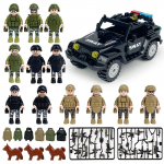 MOC Black SWAT v&auml;ike graanulite ehitusplokk nukk politseiauto maastikus&otilde;iduk poisile s&otilde;jaline komplekt ehitusm&auml;nguasi