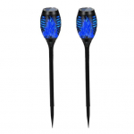 2 tk valgussensoriga automaatse laadimisega v&auml;listingimustes kasutatavad p&auml;ikesevalgustid, veekindlad virvendavad leegikujundusega aia p&auml;ikesevalgustid sinine