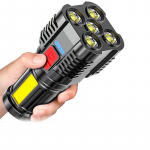 5 LED-taskulamp COB-k&uuml;ljetuledega, USB-taaslaetav taskulamp, 4 režiimiga taskulamp kaasaskantav t&ouml;&ouml;tuli &otilde;ues telkimisel kalastamiseks