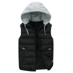 Meeste s&uuml;gistalvine soe vest kapuutsiga lukuga veekindel k&uuml;lma ennetav varrukateta vabaaja jope vest 2XL must