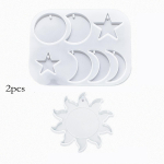 2tk Moon Star Sun silikoonvormi kristall epoks&uuml;vaigust ripats ehete valamisvorm