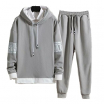 2tk/komplekt Meeste kirjav&auml;rvi plokk vabaaja spordir&otilde;ivaste kapuutsiga n&ouml;&ouml;riga pikkade varrukatega pullover dressipluus, elastne v&ouml;&ouml;taskud, p&uuml;kste komplekt 3XL helehall v&auml;rv