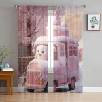 J&otilde;ulude lumememm lumestseen auto aken t&uuml;llkardinad elutoa k&ouml;&ouml;ki j&otilde;ulude kodukaunistused l&auml;bipaistvad voile kardinad 135W x 114H(cm) gray