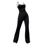 Naiste seljata ja varrukateta &otilde;huke kombinesoon &uuml;hev&auml;rviline ruudukujuline kael, k&otilde;rge, pingul v&ouml;&ouml;koht, laienev &auml;&auml;ris Pehme spagetirihmaga naiste spordikombine 2XL must