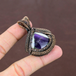 Natural Sage Amethyst Gemstone Handmade Copper Wire Wrap Pendant 2.17 m6g99