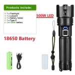 9000LM Laetav taskulamp 1000 W taskulamp 15000 mAh suure v&otilde;imsusega LED-taskulambid 5000M &uuml;liv&otilde;imas taskulamp 50W 18650 Battery