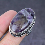 Natural Chevron Amethyst Handmade 925 Sterling Silver Ring Size 9.5 c7d26