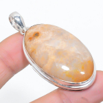 Natural Fossil Coral Gemstone Handmade 925 Sterling Silver Pendant 2.17 b0m81