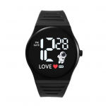 LED elektrooniline k&auml;ekell Spaceman mustriga &uuml;mmargune reguleeritav pehme silikoonrihm Mehed naised t&uuml;drukud poisid vabaaja spordi digitaalne k&auml;ekell s&uuml;nnip&auml;evaks must