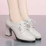 Naiste k&otilde;rged kontsad, paksud kontsad, Deep Mouth &uuml;hekordsed kingad, veekindel platvorm, ehtne nahk, mugavad kevad- ja s&uuml;gisjalatsid 40