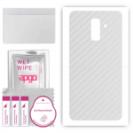 apgo Protective Skin Sticker for the back compatible with Samsung Galaxy A6+ (2018), Wrap Film, Foil, Vinyl - Pattern Transparent Carbon