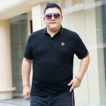 Kerge luksuslik meeste rasvane plusssuuruses suvise lapiga polos&auml;rk Oversized Loose Fat Man Body s&auml;rk Top 195 2XL must