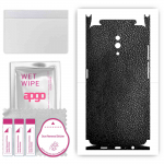 apgo Protective Skin Sticker for the back+sides compatible with Oppo Reno, Full Wrap Film, Foil, Vinyl - Pattern Black Leather