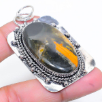 Natural Bumblebee Jasper Gemstone 925 Sterling Silver Pendant 2.36 m3w17
