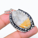 Natural Fossil Coral Gemstone Handmade 925 Sterling Silver Pendant 2.09 t6q02