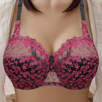 Seksikas pitsist rinnahoidja Push Up rinnahoidja Thin Cup pesu Tikitud naiste rinnahoidja suures suuruses aluspesu CD Cup 34C roosa