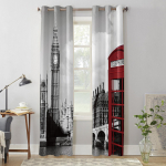 Londoni telefonikabiini luksuslikud kardinad elutoa akendele Kardin magamistoa kodu kaunistamiseks 135W x 60H(cm) x1
