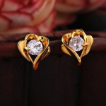 Estele Gold Plated valentine Purity Heart Stud Earrings with Austrian Crystal for Women