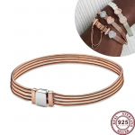 Kuumalt m&uuml;&uuml;v S925 h&otilde;bedast Reflexions seeria punutud v&otilde;rk originaal naiste logoga mitmekordse ahelaga kellav&otilde;ru pulmadeks DIY v&otilde;lu ehted 21CM