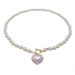 Pearl Choker kaelakeed Naiste Faux Pearl Love Heart Clavicle Chain kampsun kaelakee valge