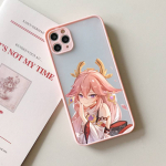 Genshin Impact Yae Miko telefoni&uuml;mbris iPhone 13 12 11 Mini Pro XR XS Max 7 8 Plus X Matt l&auml;bipaistev roosa tagakaas iPhone12