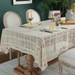 Ristk&uuml;likukujuline &uuml;mmargune laudlina pitsist Makraame Vintage laudlina Shabby Chic Tikitud piklik lauakate pulmade banketi p&uuml;hade pikad &otilde;htus&ouml;&ouml;gilauad 140*180cm (725g)