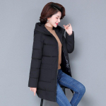 M-5XL Plus Size keskealine ema sule polsterdatud jope Uus kapuutsiga paks soe puuvillane parkad naiste talvejope doudoune femme M must