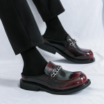 Meeste muulid, mokassiinid, nahast klotsid, suvised kleidikingad, pealepandavad vabaajajalatsid, avatud kannaga, poolikud, peokingad, paksu tallaga, k&otilde;rgust lisavad 38 must