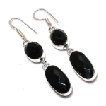 Black Spinel Gemstone Handmade 925 Sterling Silver Jewelry Earring 2.32 k9l67